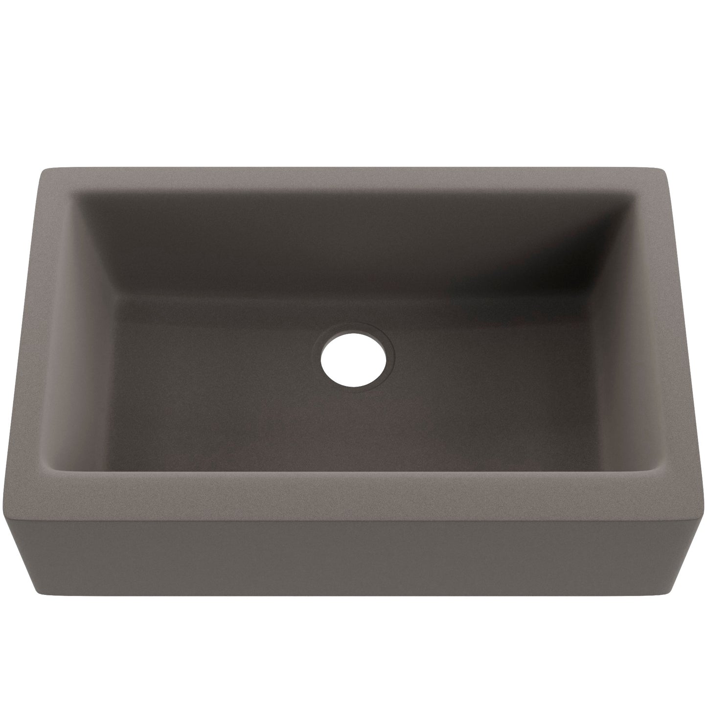 Single Bowl Farmhouse Granite Composite Sink in Ash - NKGC-SBFARM-AS