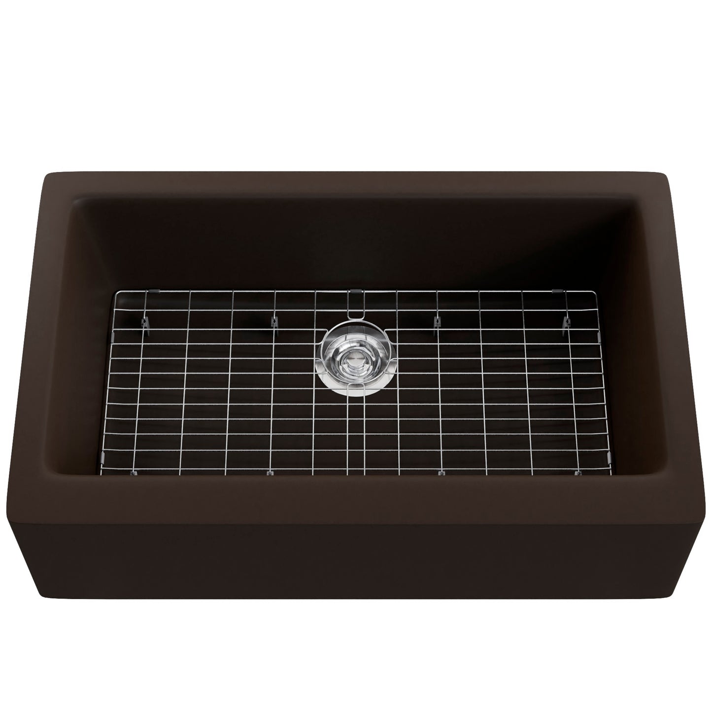 Single Bowl Farmhouse Granite Composite Sink in Expresso - NKGC-SBFARM-EX