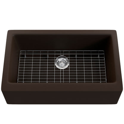 Single Bowl Farmhouse Granite Composite Sink in Expresso - NKGC-SBFARM-EX