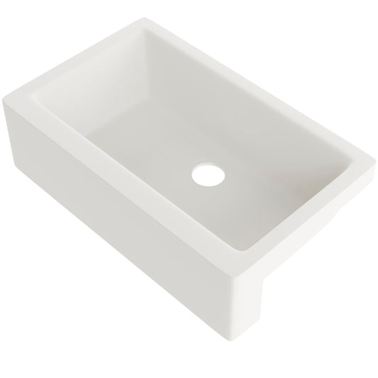 Single Bowl Farmhouse Granite Composite Sink in Striking White - NKGC-SBFARM-WHI