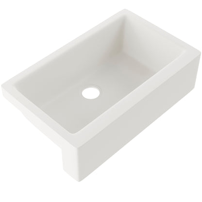 Single Bowl Farmhouse Granite Composite Sink in Striking White - NKGC-SBFARM-WHI