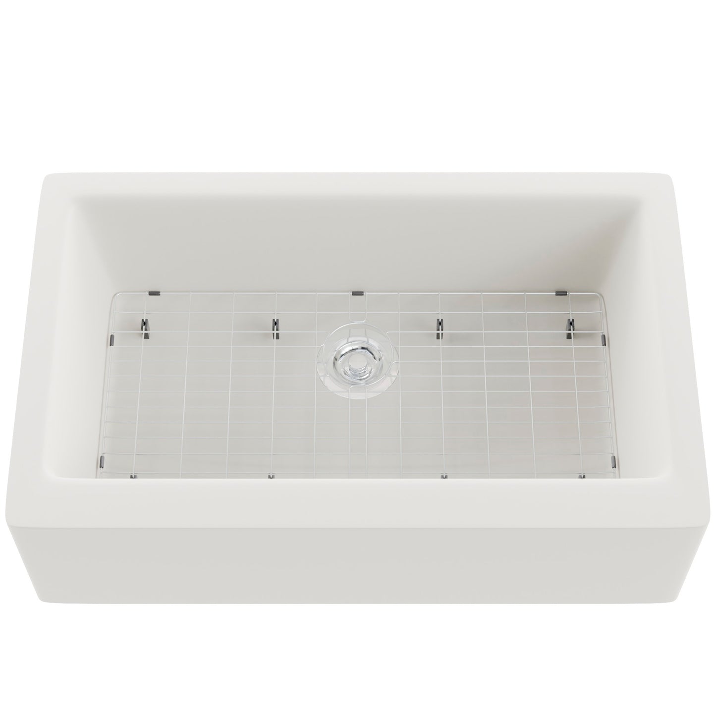 Single Bowl Farmhouse Granite Composite Sink in Striking White - NKGC-SBFARM-WHI