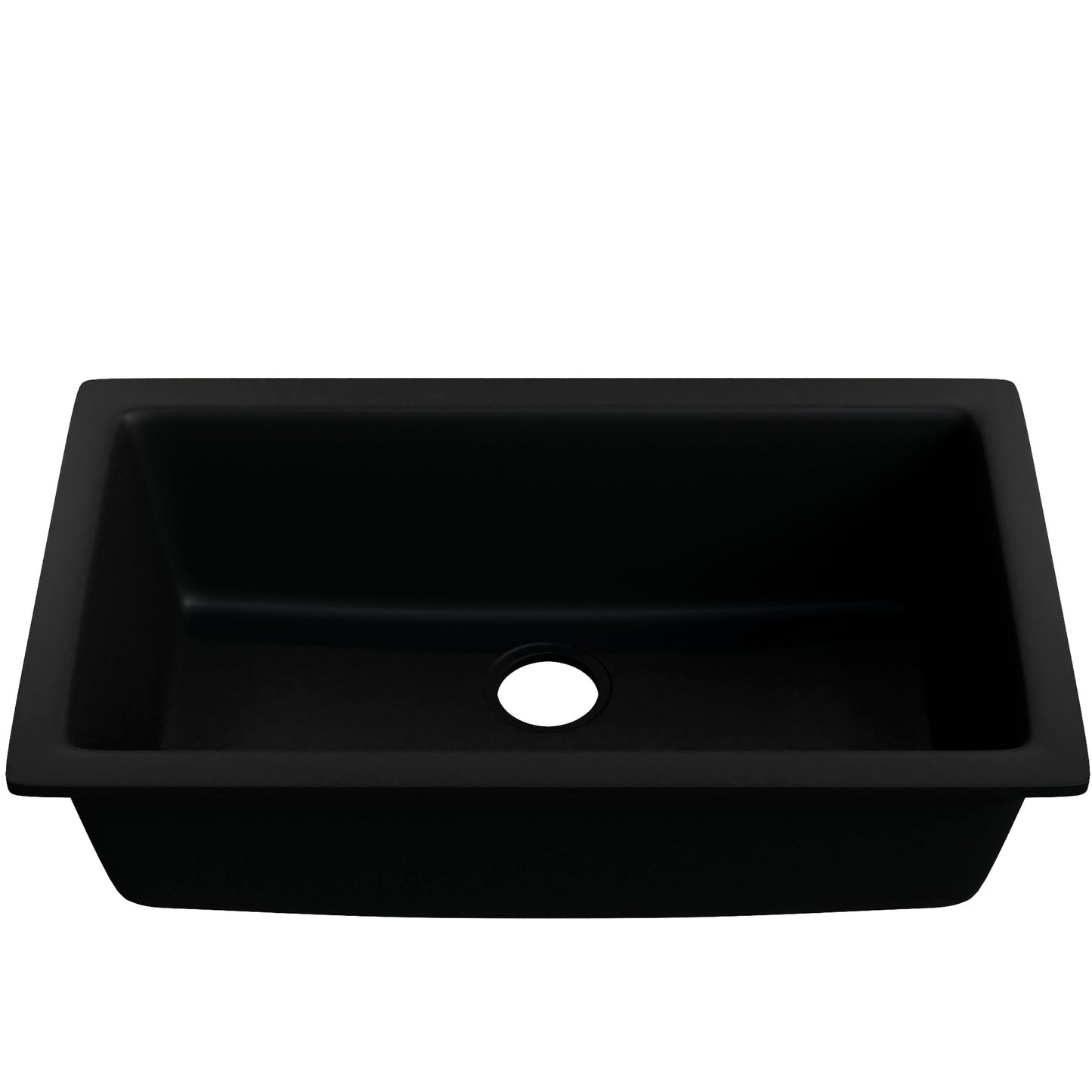 Single Bowl Undermount Granite Composite Sink in Absolute Black - NKGC-SBUND-AB