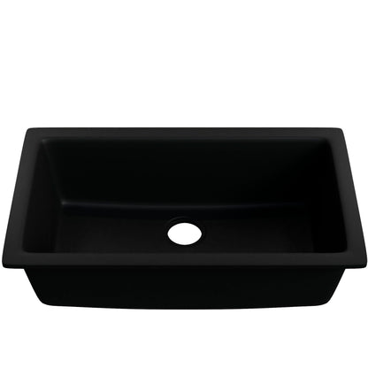 Single Bowl Undermount Granite Composite Sink in Absolute Black - NKGC-SBUND-AB