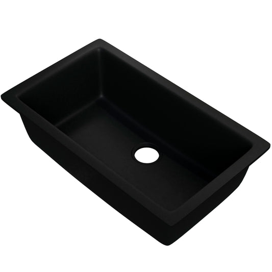 Single Bowl Undermount Granite Composite Sink in Absolute Black - NKGC-SBUND-AB