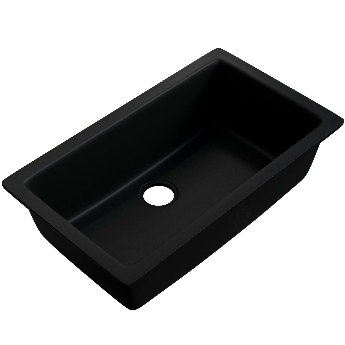 Single Bowl Undermount Granite Composite Sink in Absolute Black - NKGC-SBUND-AB
