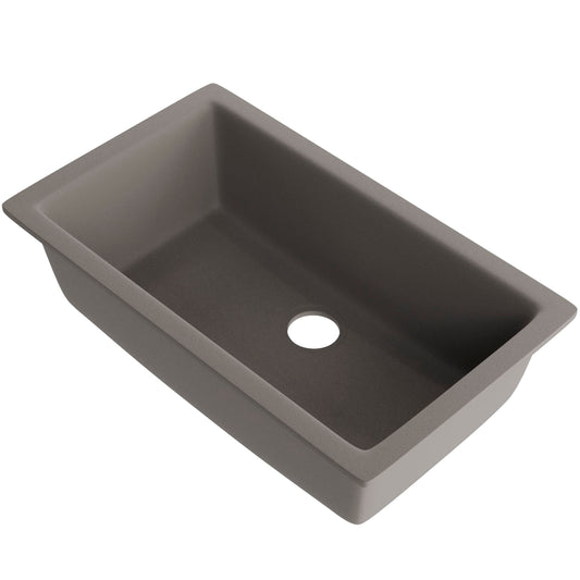 Single Bowl Undermount Granite Composite Sink in Ash - NKGC-SBUND-AS