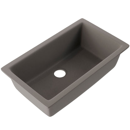 Single Bowl Undermount Granite Composite Sink in Ash - NKGC-SBUND-AS