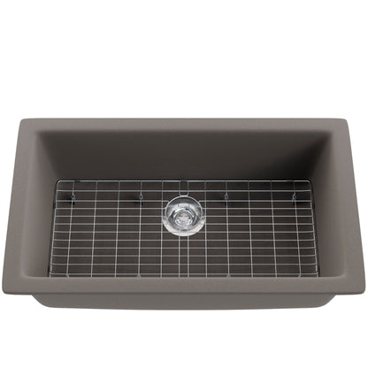 Single Bowl Undermount Granite Composite Sink in Ash - NKGC-SBUND-AS
