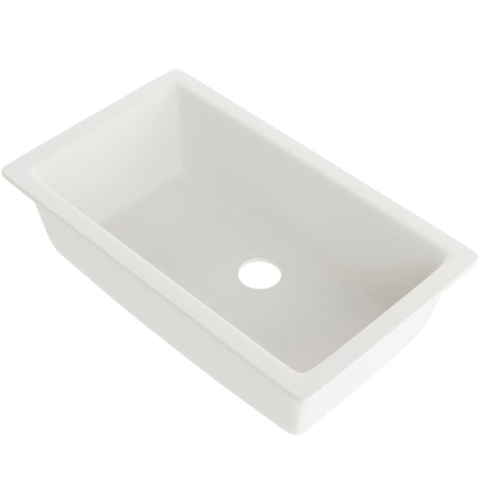 Single Bowl Undermount Granite Composite Sink in Striking White - NKGC-SBUND-WHI