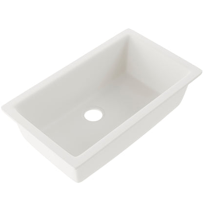 Single Bowl Undermount Granite Composite Sink in Striking White - NKGC-SBUND-WHI