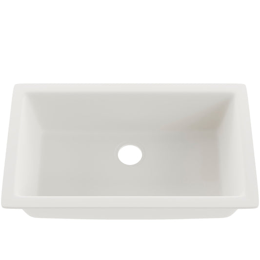 Single Bowl Undermount Granite Composite Sink in Striking White - NKGC-SBUND-WHI