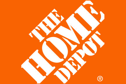 Home Depot logo on an orange background