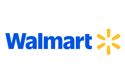 Walmart logo with blue text and yellow starburst on a white background