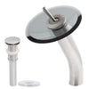single handle waterfall faucet brushed nickel smoked glass with pop-up drain