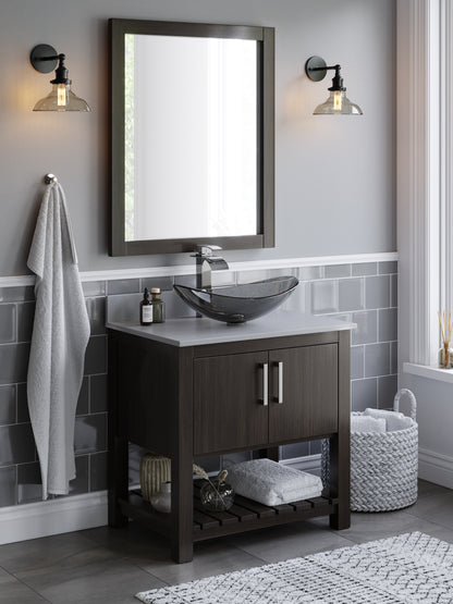 30-inch Bath Vanity with Storm Grey Quartz Counter and Sink - NOBV-30CM-280-324G