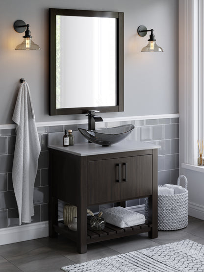 30-inch Bath Vanity with Storm Grey Quartz Counter and Sink - NOBV-30CM-280-324G