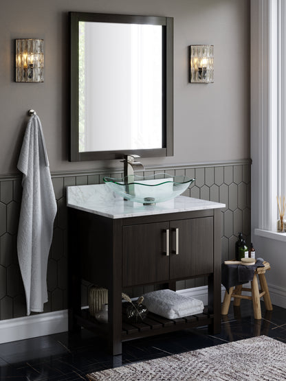 30-inch Bath Vanity with Carrara White Marble Counter and Sink - NOBV-30CM-CAR-317C