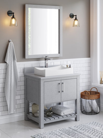 30-inch Bath Vanity with Storm Grey Quartz Counter and Sink - NOBV-30SG-280-01141