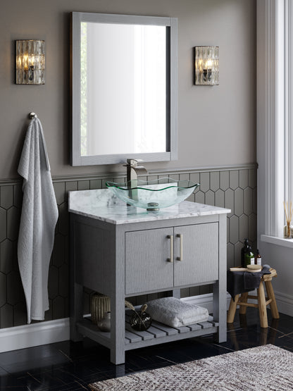 30-inch Bath Vanity with Carrara White Marble Counter and Sink - NOBV-30SG-CAR-317C