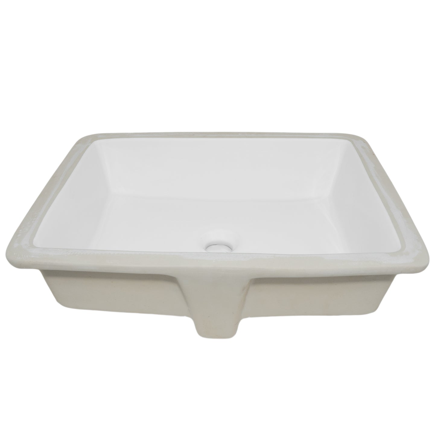 Shallow Rectangular Undermount White Porcelain Sink with Overflow, NP-U193911