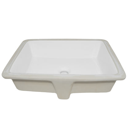 Shallow Rectangular Undermount White Porcelain Sink with Overflow, NP-U193911