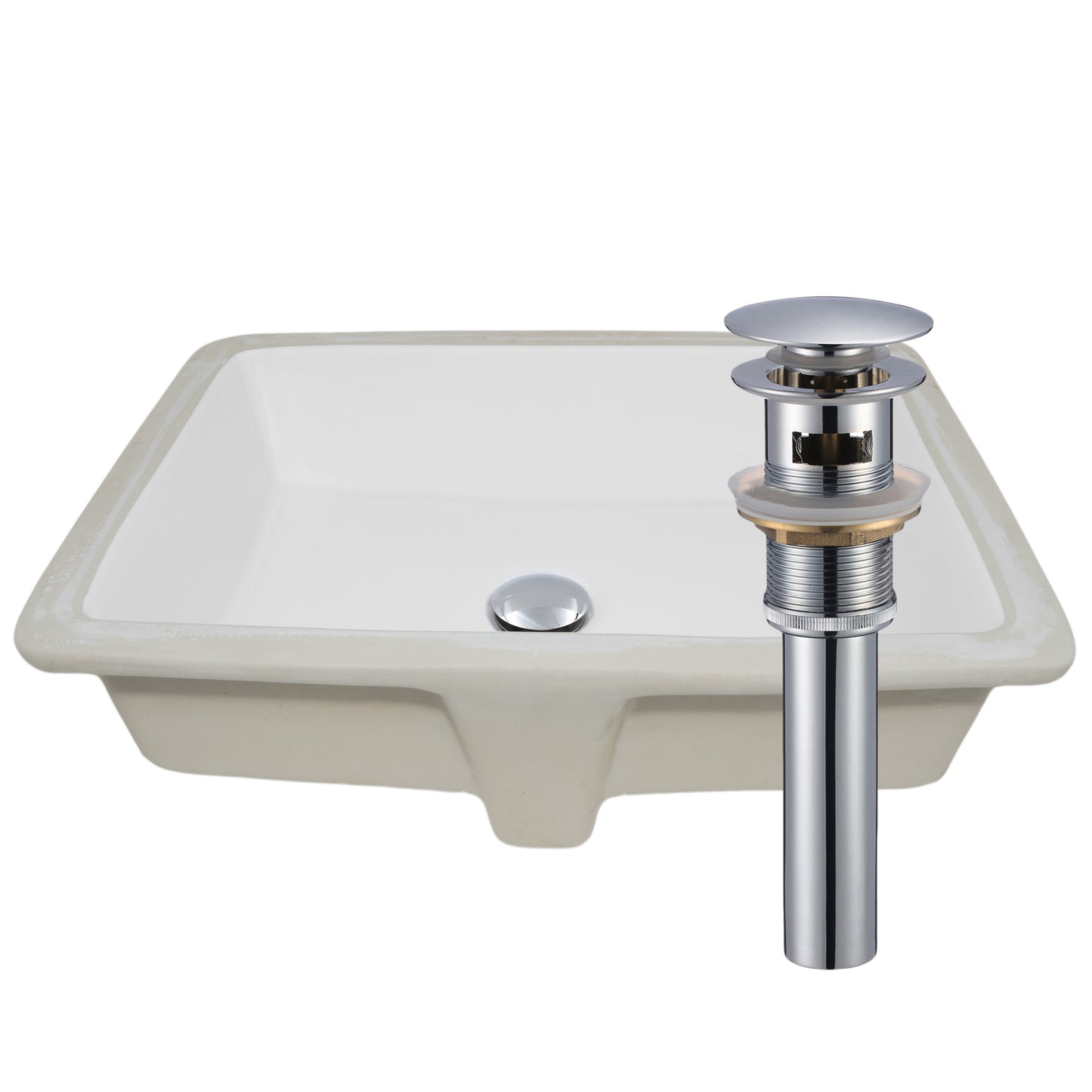Shallow Rectangular Undermount White Porcelain Sink with Overflow, NP-U193911