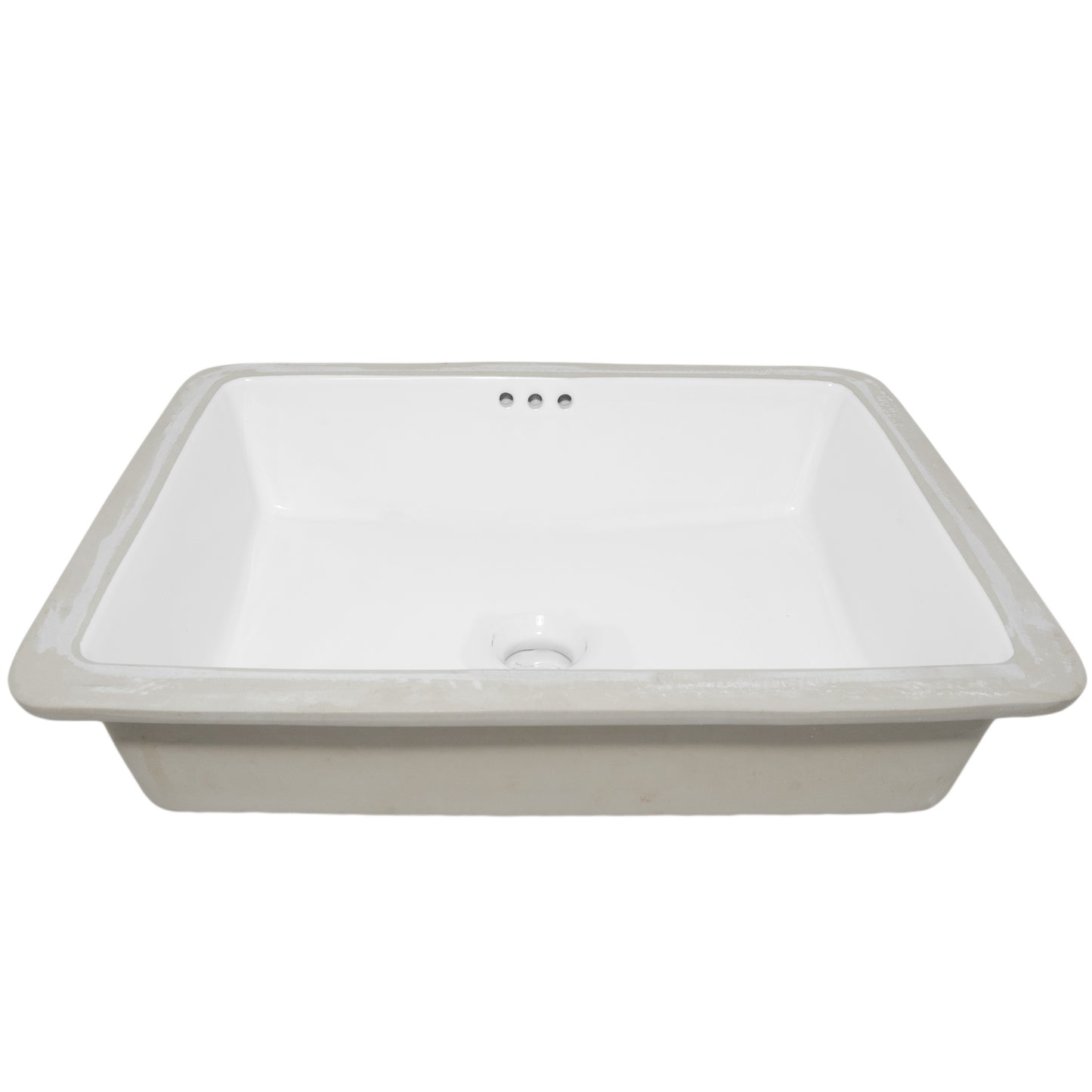 Shallow Rectangular Undermount White Porcelain Sink with Overflow, NP-U193911