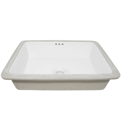 Shallow Rectangular Undermount White Porcelain Sink with Overflow, NP-U193911