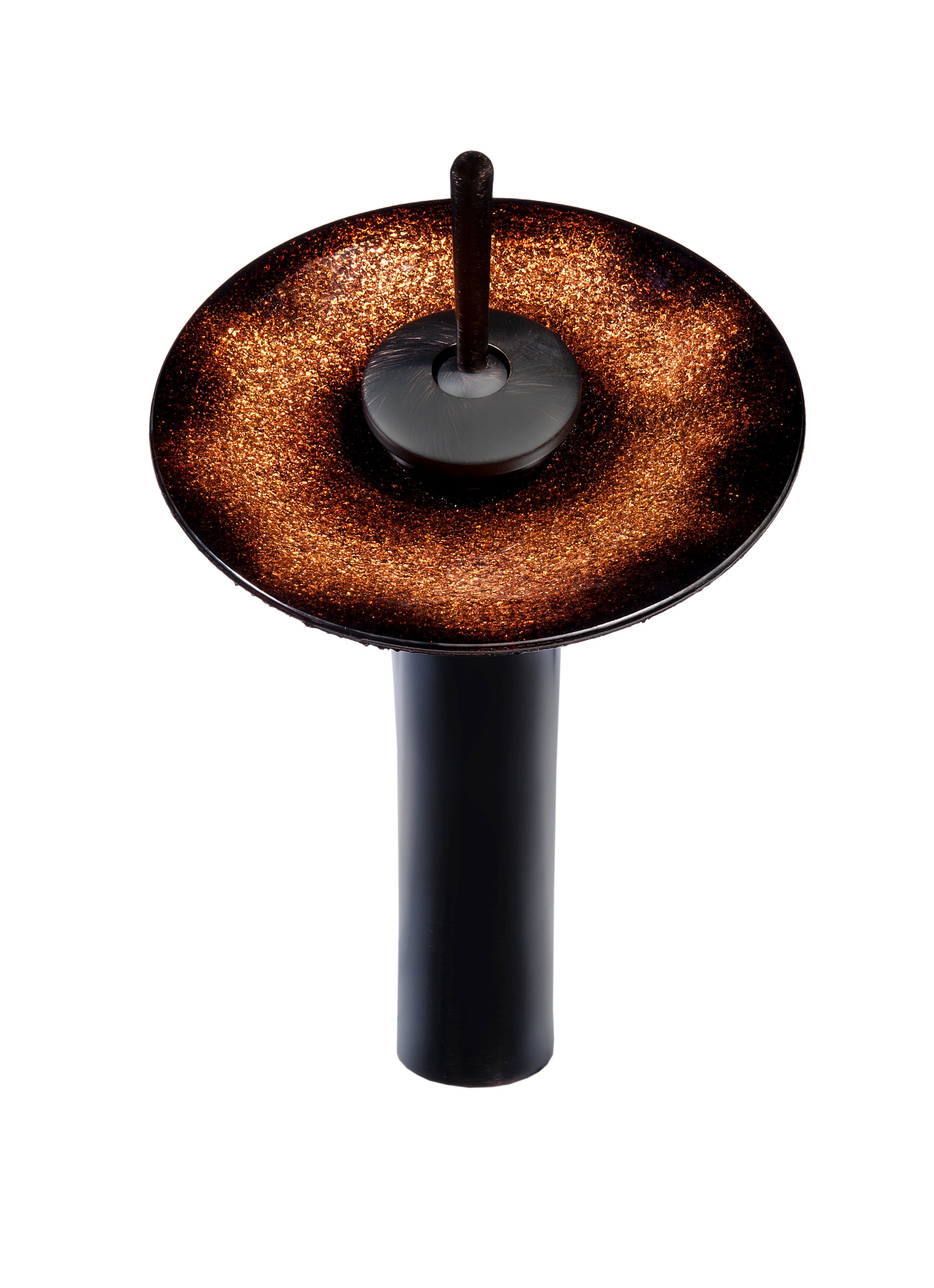 black and copper glass sink set