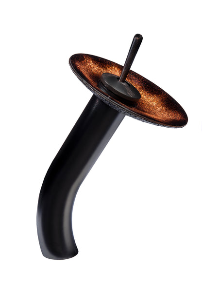 black and copper glass sink set