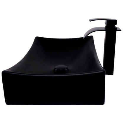 Black Porcelain Vessel Sink and Faucet Combo NSFC-01141MB1408MB