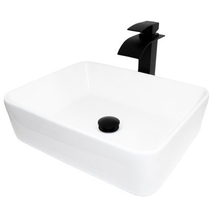 White Rectangular Porcelain Sink Set