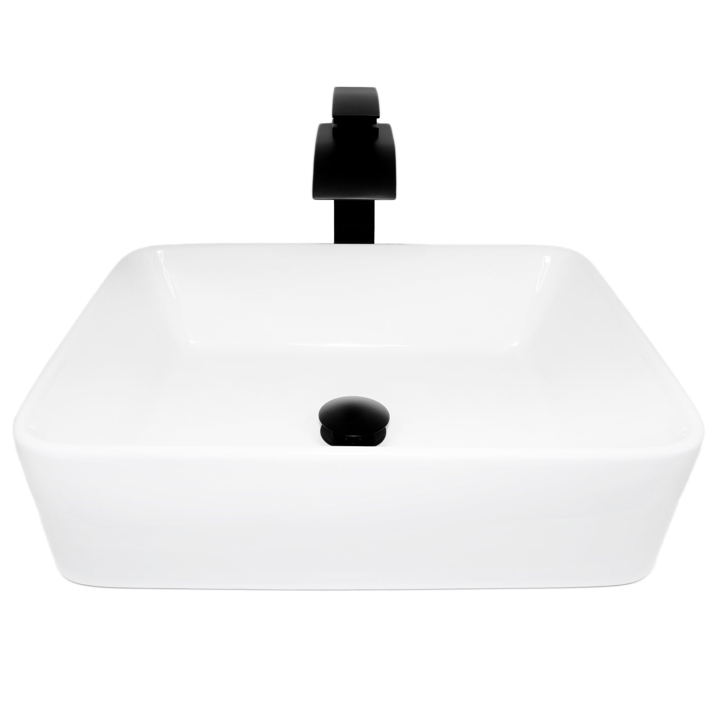 White Rectangular Porcelain Sink Set