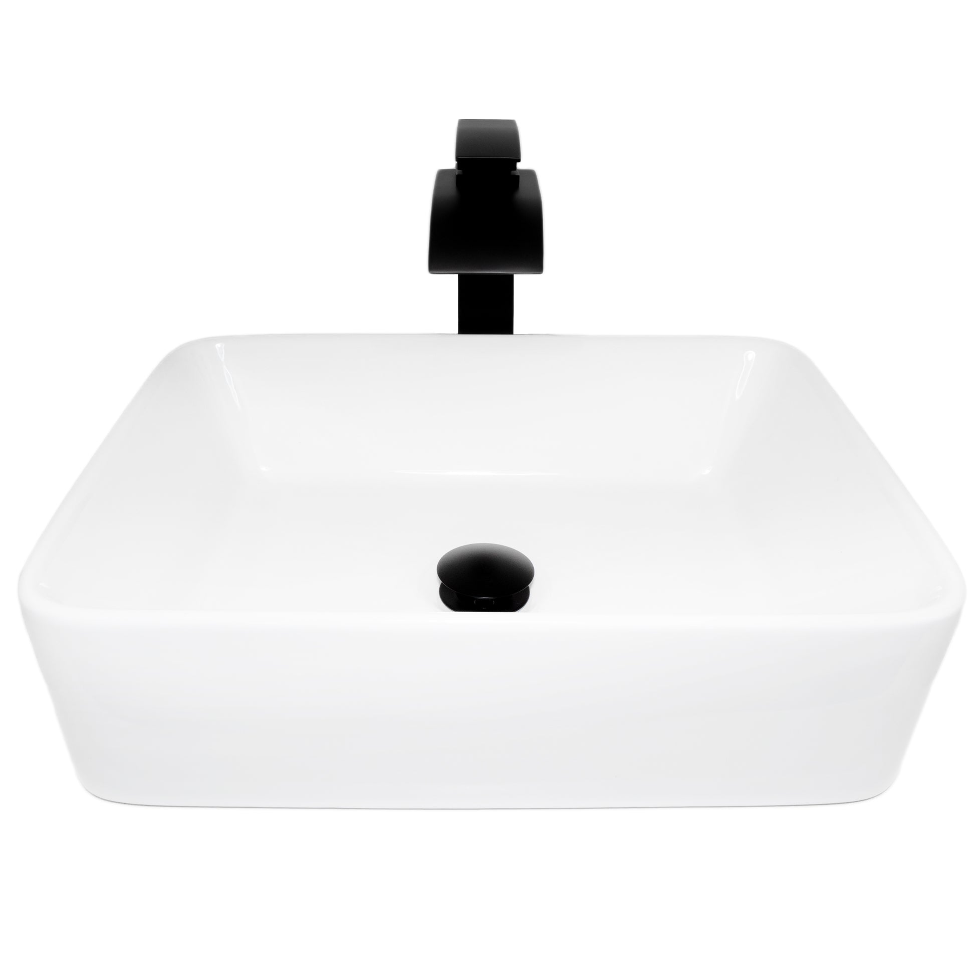 White Rectangular Porcelain Sink Set