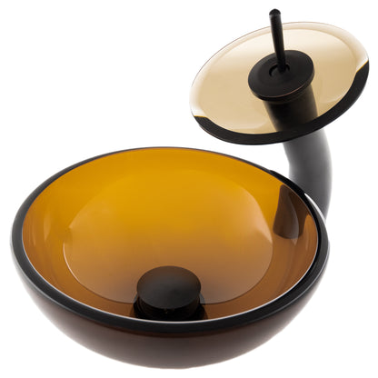 Mini 12" Clear Tea Glass Vessel Sink Combo NSFC-168T-1217003ORB