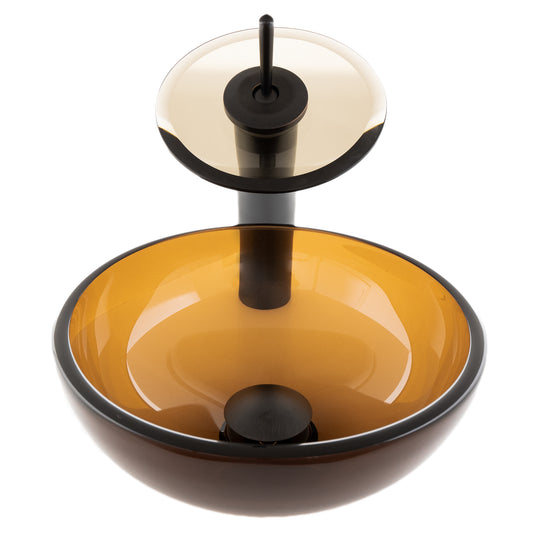 Mini 12" Clear Tea Glass Vessel Sink Combo NSFC-168T-1217003ORB