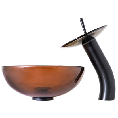 Mini 12" Clear Tea Glass Vessel Sink Combo NSFC-168T-1217003ORB