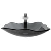 Clear Slate Grey Scalloped Glass Vessel Bathroom Sink Combo Series NSFC-317G136