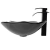 Clear Slate Grey Scalloped Glass Vessel Bathroom Sink Combo Series NSFC-317G136