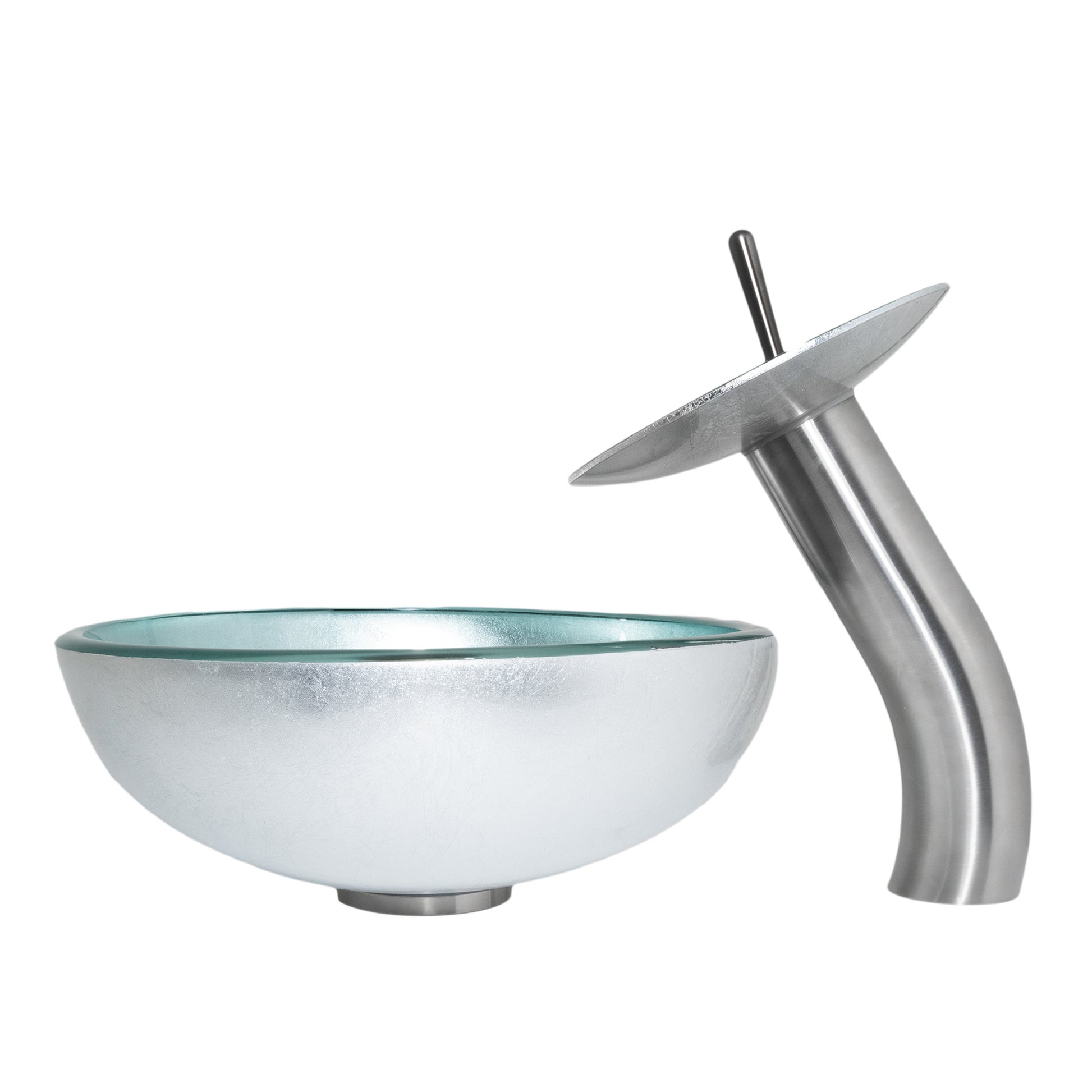 12-inch Silver Foiled Glass Vessel Bath Sink Set