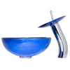 12" Mini Blue Hand-Foiled Glass Bath Sink