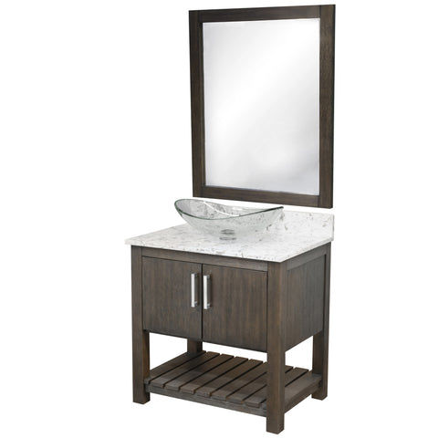 30-inch Bath Vanity with Cafe Mocha Quartz Counter and Sink - NOBV-30CM-6001-324C