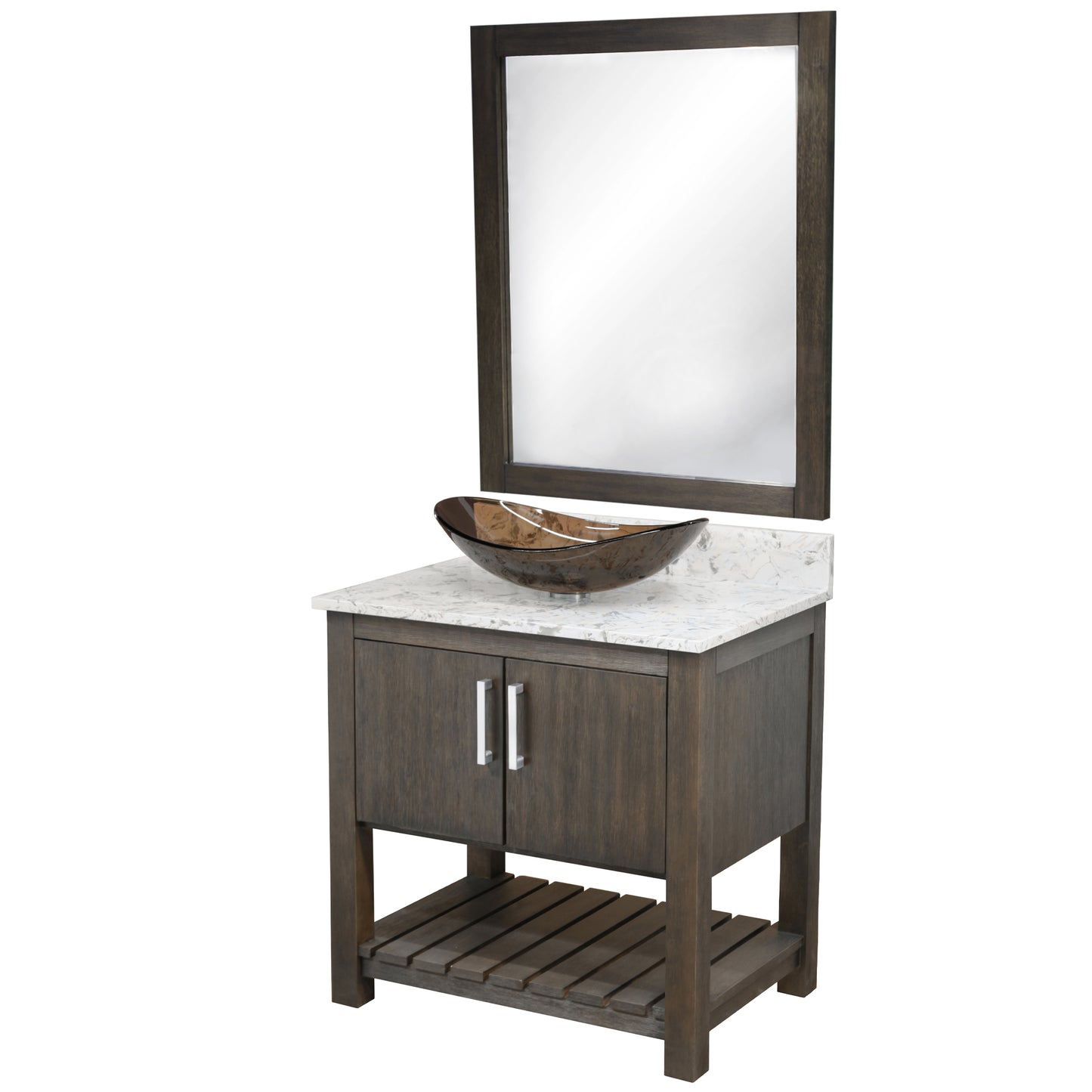 30-inch Bath Vanity with Café Mocha Quartz Counter and Sink - NOBV-30CM-6001-324T