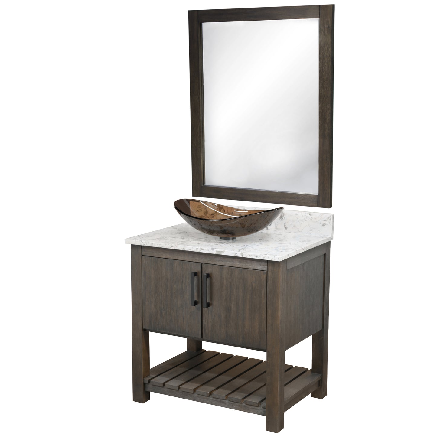 30-inch Bath Vanity with Café Mocha Quartz Counter and Sink - NOBV-30CM-6001-324T