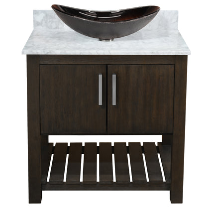 30-inch Bath Vanity with Carrara White Marble Counter and Sink - NOBV-30CM-CAR-0088031