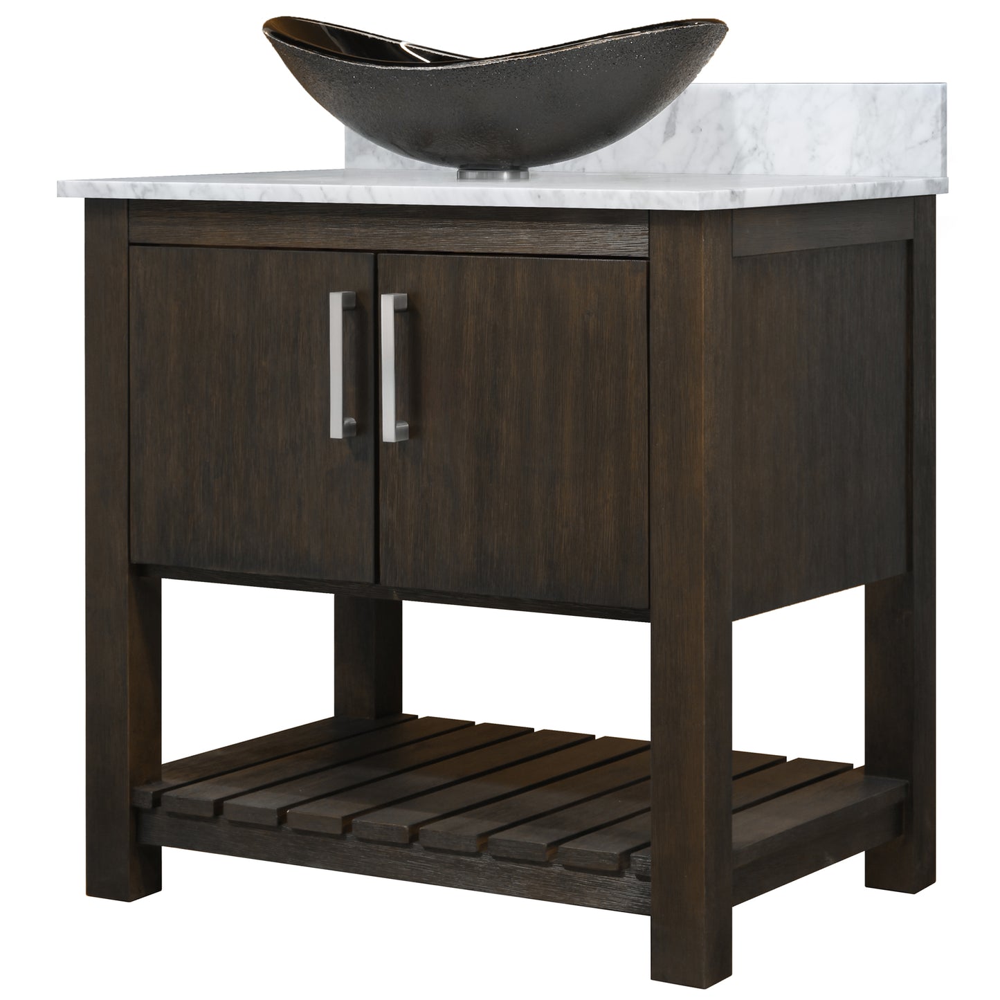 30-inch Bath Vanity with Carrara White Marble Counter and Sink - NOBV-30CM-CAR-0088031