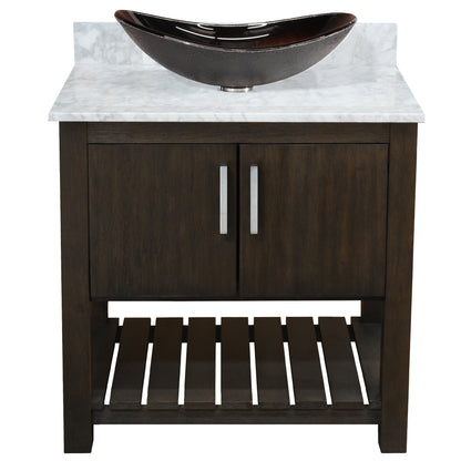 30-inch Bath Vanity with Carrara White Marble Counter and Sink - NOBV-30CM-CAR-0088031
