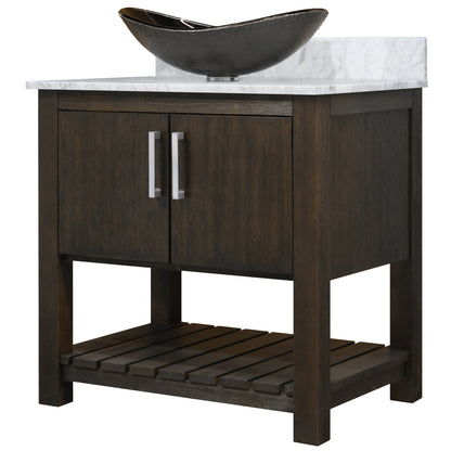 30-inch Bath Vanity with Carrara White Marble Counter and Sink - NOBV-30CM-CAR-0088031