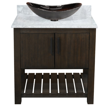 30-inch Bath Vanity with Carrara White Marble Counter and Sink - NOBV-30CM-CAR-0088031